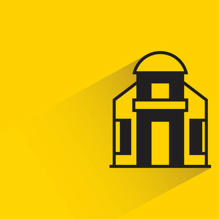 house building on yellow backgroundのイラスト素材