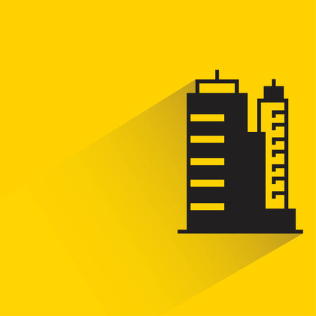 city tower on yellow backgroundのイラスト素材