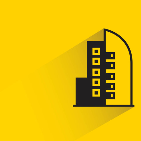 office building with shadow on yellow backgroundのイラスト素材