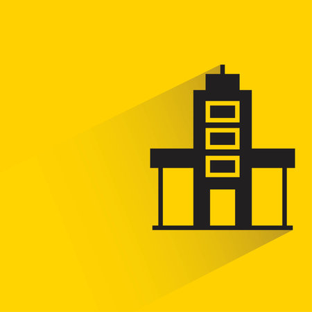 apartment building on yellow backgroundのイラスト素材