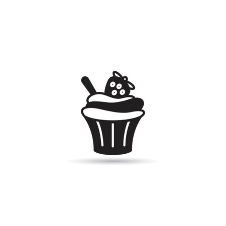 strawberry yogurt cup iconのイラスト素材