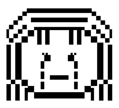 Pixel art outlines of crying girl for decoration, mood, feelings, emotion, expression, human, head...
