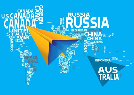 Travel concept, Paper planeのイラスト素材