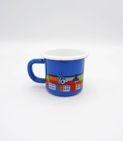Small blue souvenir coffee cup.の写真素材