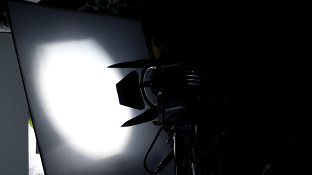 Big studio light and tripod for outdoor movie or video production shooting set.の写真素材