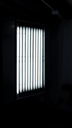 LED light equipment in shooting studio for movie or film video online production.の写真素材