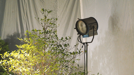 Big spotlight or lighting equipment for film movie or vdo shooting production in studio.