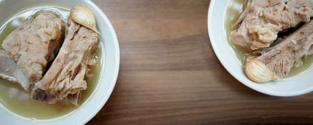 Bah Kut Teh pork ribs or pork bone soup, this menu is very popular and most famous in Singapore and Malaysia which made from variety of Asia herbal spices and pepper stream with meat for yummy taste.の写真素材