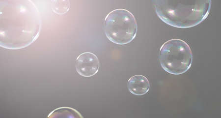 Shampoo bubbles floating like flying in the air by wind blow which represent refreshing playful...