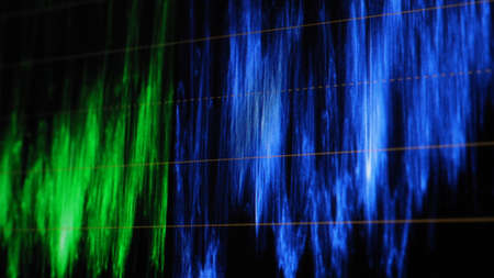 Color grading monitor. RGB colour correction indicator graph on screen in post production process....