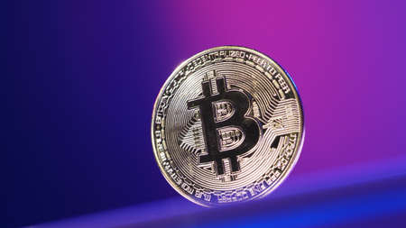 Bitcoin and Stock market graph bar. Cryptocurrency. Bitcoin Stock Growth. Investing in virtual assets. Investment platform with charts and bitcoin coin. Cryptocurrency Stock Market digital money.の写真素材