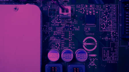 Semiconductor. cpu chip located on the green motherboard of the computer. Semi conductor motherboard circuit board. Hightech computer board with manufacture chip pcb technology. Smart phone iot chip.の写真素材