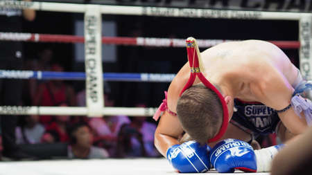 Bangkok Thailand November 11 2018. Unidentified Thai and foreign boxing players in competition fight...