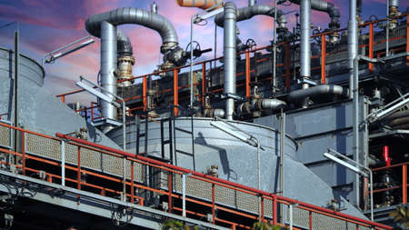Petroleum Oil refinery barrel tank. petrochemical plant. factory chemical industry. oil and gas...