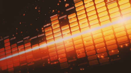 Sound equalizer. Wave pattern of music sounds element on monitor screen. Digital equalizer. Modern song equalisers dark background. Colorful waveform of musical soundtrack. Music equalizers display.の写真素材