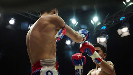 Bangkok Thailand November 11 2018. Unidentified Thai and foreign kick boxing players in competition...