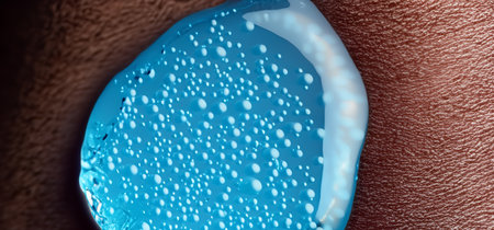 Collagen And Hyaluron Serum Gel On Skin. Splashing of Hyaluron gel. Liquid hyaluronic acid gel on...