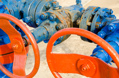 Wellhead with valves. Oil and gas concept.の写真素材