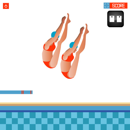 3D Sport Flat Isometric Swimming Freestyle.のイラスト素材