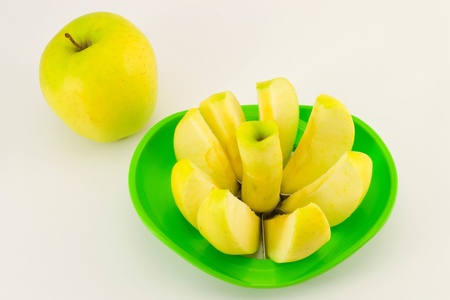 yellow apple greenの写真素材
