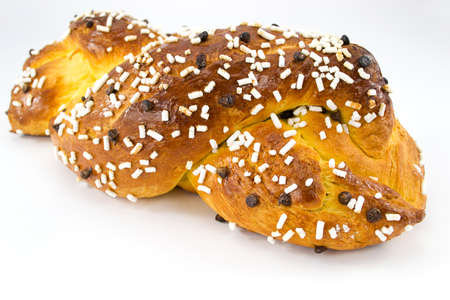 braid with chocolate chips and choppedの写真素材