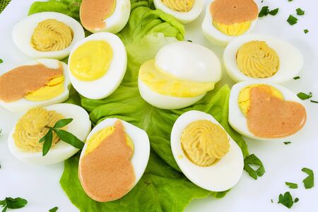 boiled eggs stuffedの写真素材