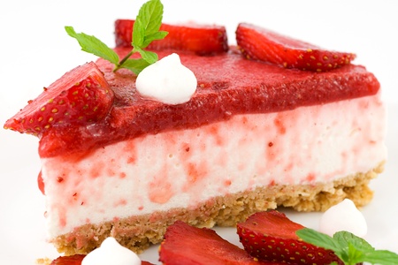 cheesecake with yogurt and strawberries の写真素材