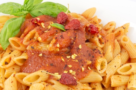 penne with red pepper の写真素材