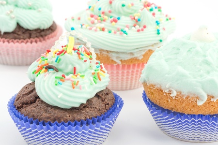 cupcakes with butter creamの写真素材