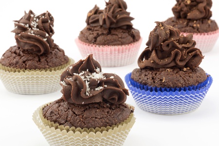cupcakes with chocolate ganacheの写真素材