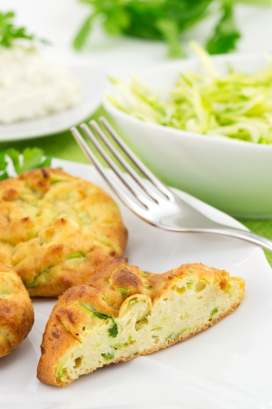 chops with zucchini and ricotta の写真素材