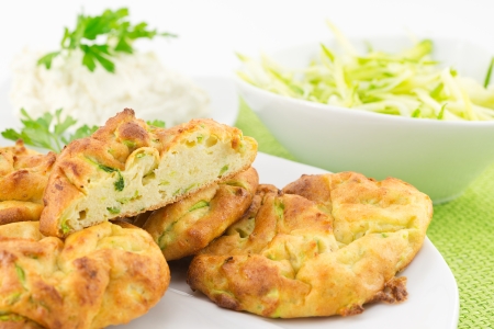 chops with zucchini and ricotta の写真素材