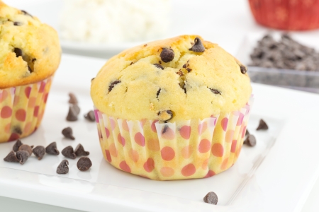 muffins with ricotta cheese and chocolate chips の写真素材