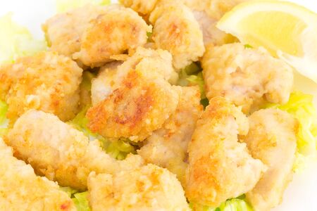 chicken nuggets with lemon の写真素材