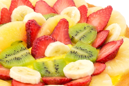 tart with cream and fresh fruitの写真素材