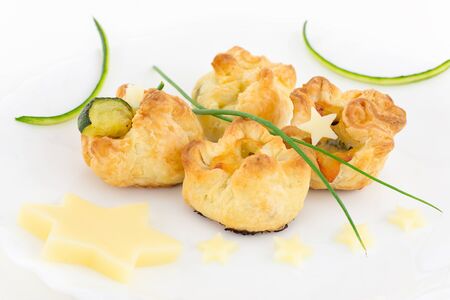 puff pastry stuffed with zucchini and cheeseの写真素材