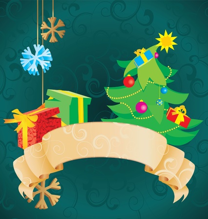 christmas scroll vintage illustrationの写真素材