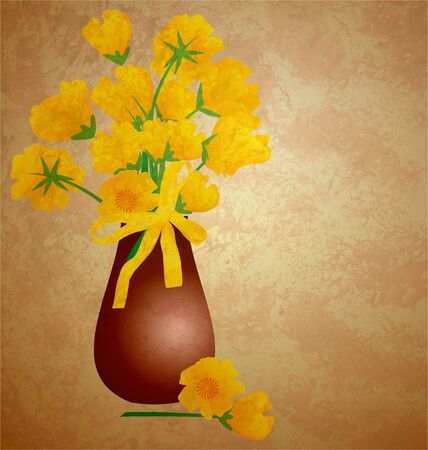 tulips in vase grunge illustration vintage styleの写真素材