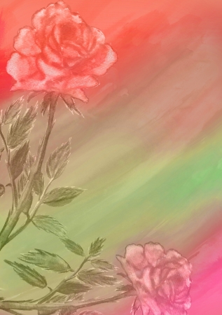 abstract watercolor background with rosesの写真素材