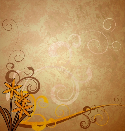 brown vintage background with flowers boho styleの写真素材