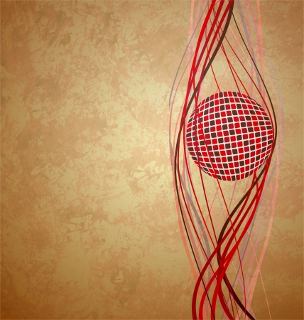 abstract red ball and lines  background vintage backgroundの写真素材