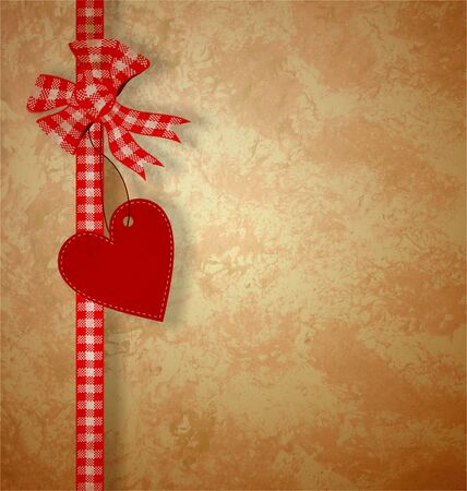 valentine's day or wedding vintage grunge paper background with red heartsの写真素材