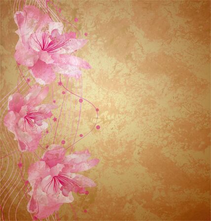 pink flowers romantic spring vintage background, love and cuteの写真素材