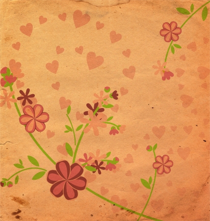 vintage style  flowers illustration pink old paperの写真素材