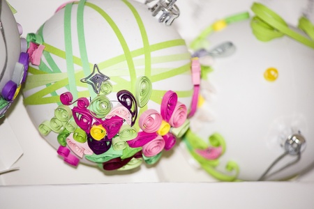 Christmas paper ballsの写真素材