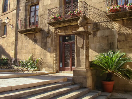 Old street in Barcelonaの写真素材