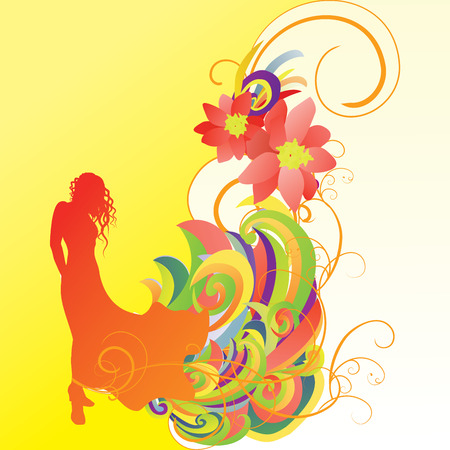 woman in gown silhouette bright yellowのイラスト素材