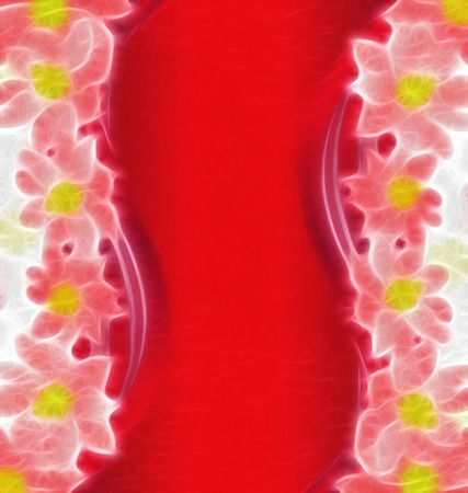 pink flowers border on dark magenta backgroundの写真素材