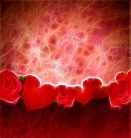 grunge red hearts and roses border red background lovely backgroundの写真素材
