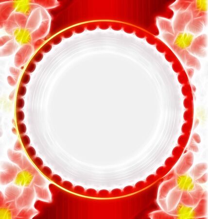 red flowers background with white circleの写真素材